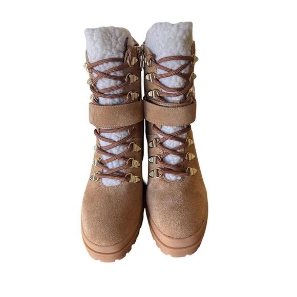Marc Fisher Women's Brown Hiker Lace-Up Leather Ankle Boots Size 8.5 - Picture 2 of 5